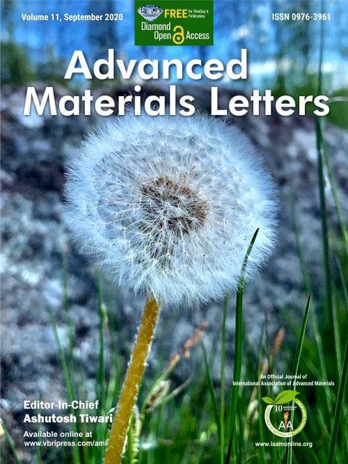 Advanced Materials Letters, September 2020 issue cover image | IAAM